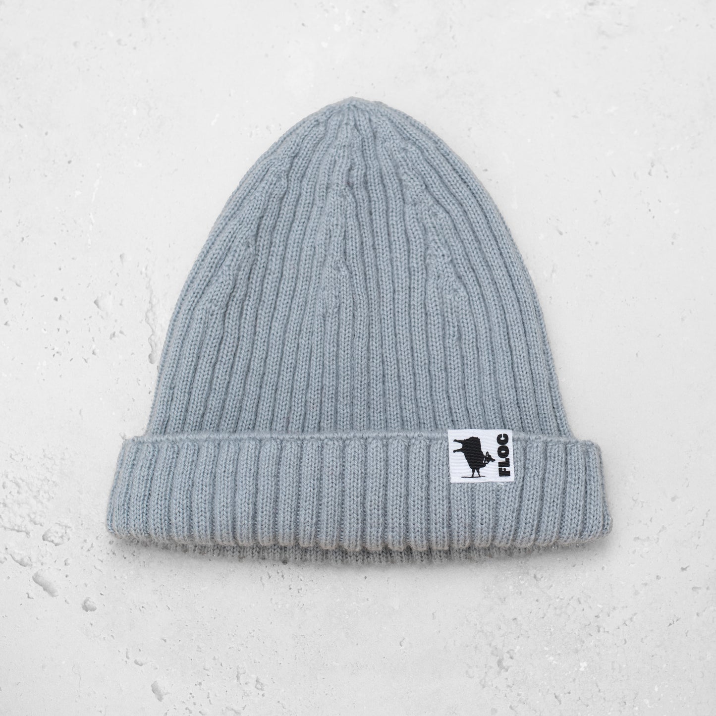 WOOL RIBBED BEANIE - SILVER SKIES