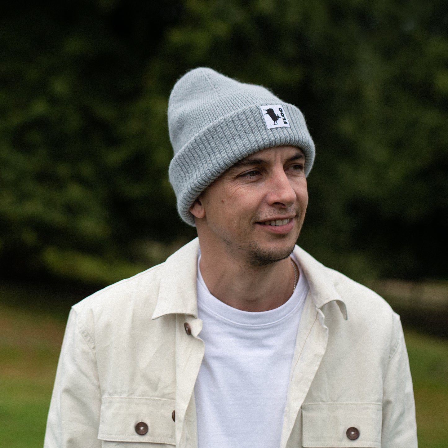 DOUBLE CUFF BEANIE - SILVER SKIES