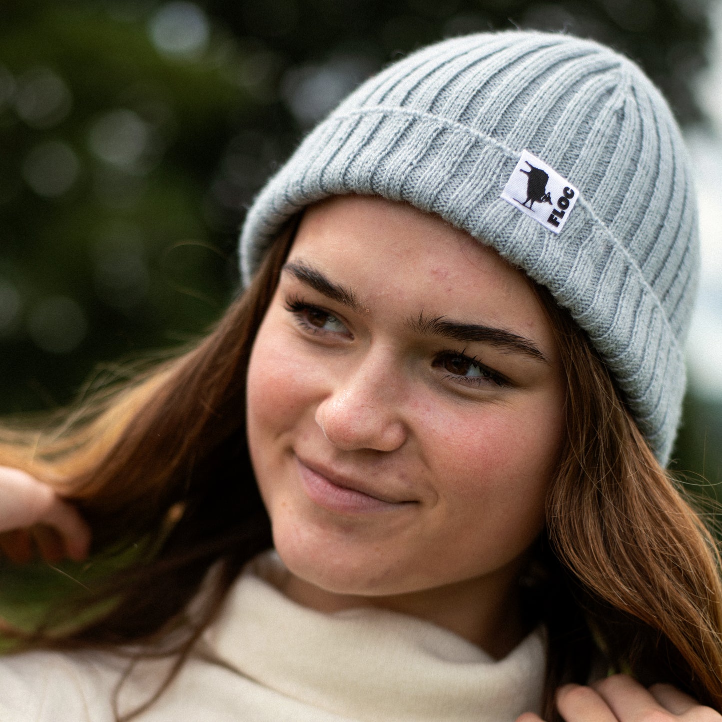 WOOL RIBBED BEANIE - SILVER SKIES