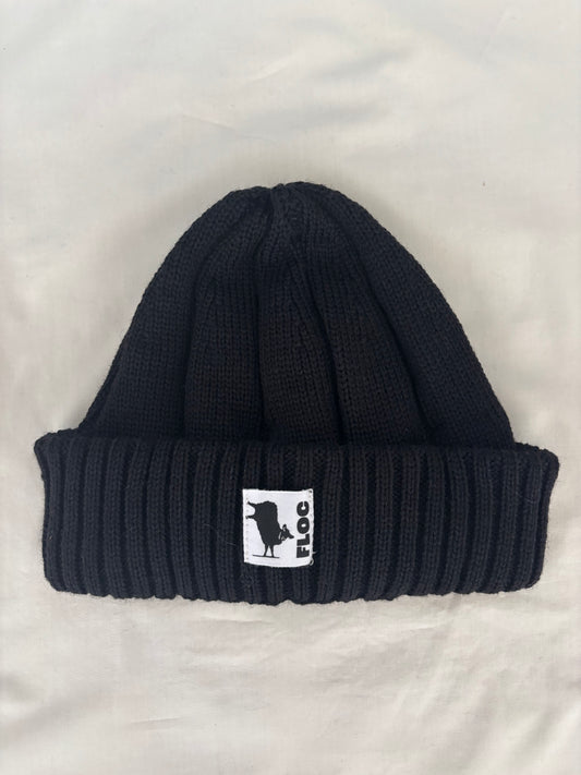 "NEW" - 12X2 RIBBED BEANIE - TRUE BLACK