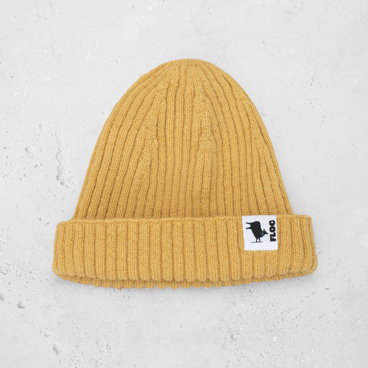 WOOL RIBBED BEANIE - BUTTER