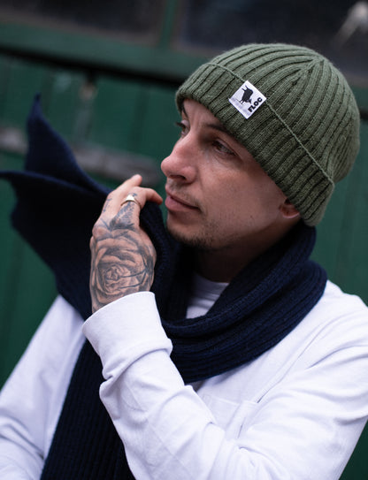 WOOL RIBBED BEANIE - FROSTED SAGE